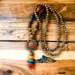 *NEW* mala/tribal boho wood necklace